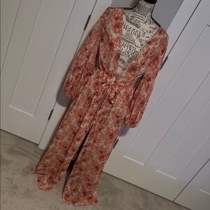Express Floral Maxi Dress in Peach and Cream